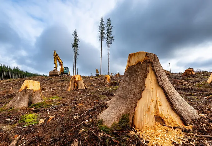 Heavy site development equipment on a prepared site